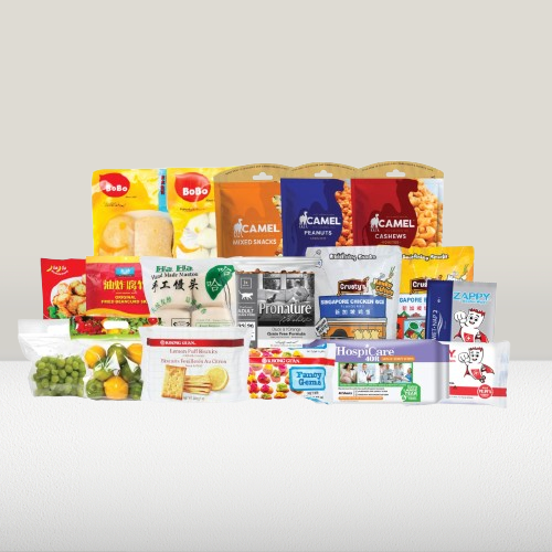 Transparent packaging bag with almonds